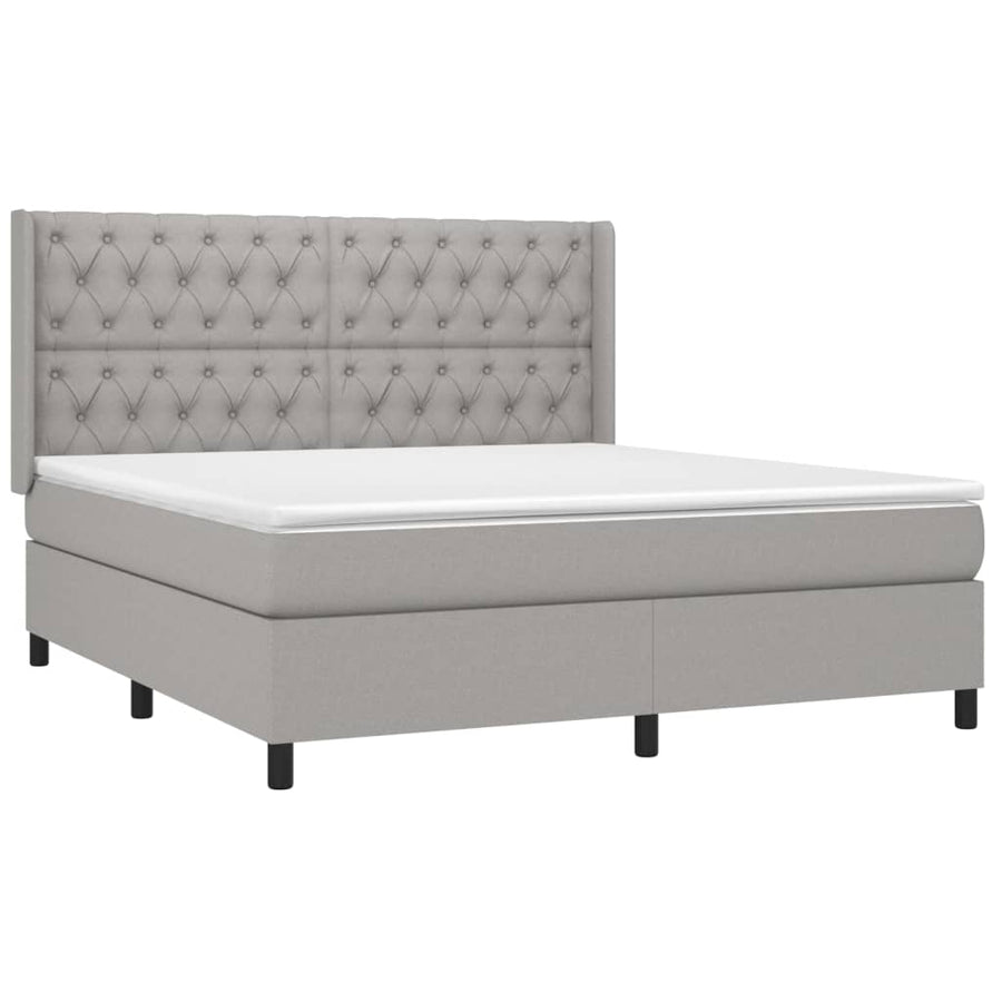 Boxspring Met Matras Stof Lichtgrijs 160 x 200 cm Getuft ontwerp