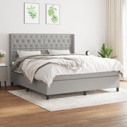 Box spring with mattress fabric light grey 160x200 cm