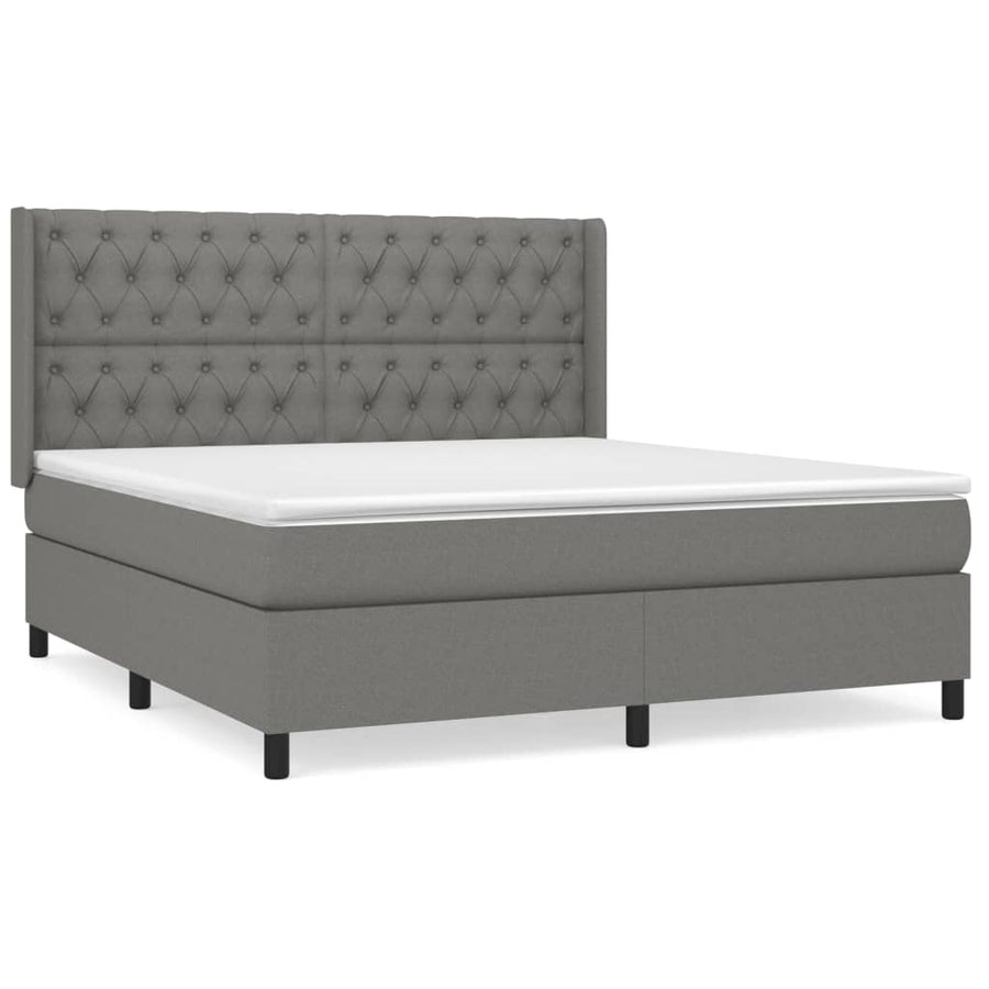 Boxspring Met Matras Stof Donkergrijs 160 x 200 cm Getuft ontwerp