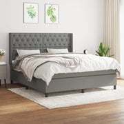 Box spring with dark gray fabric mattress 160x200 cm