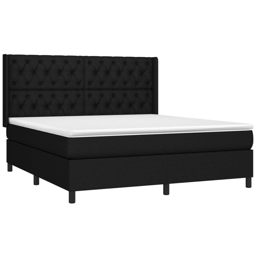 Boxspring Met Matras Stof Zwart 160 x 200 cm Getuft ontwerp