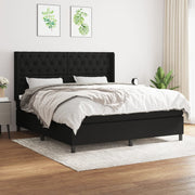Box spring with mattress black fabric 160x200 cm