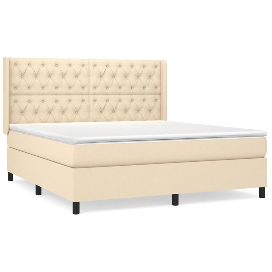 Boxspring Met Matras Stof Kleurig Crème 160 x 200 cm Getuft ontwerp