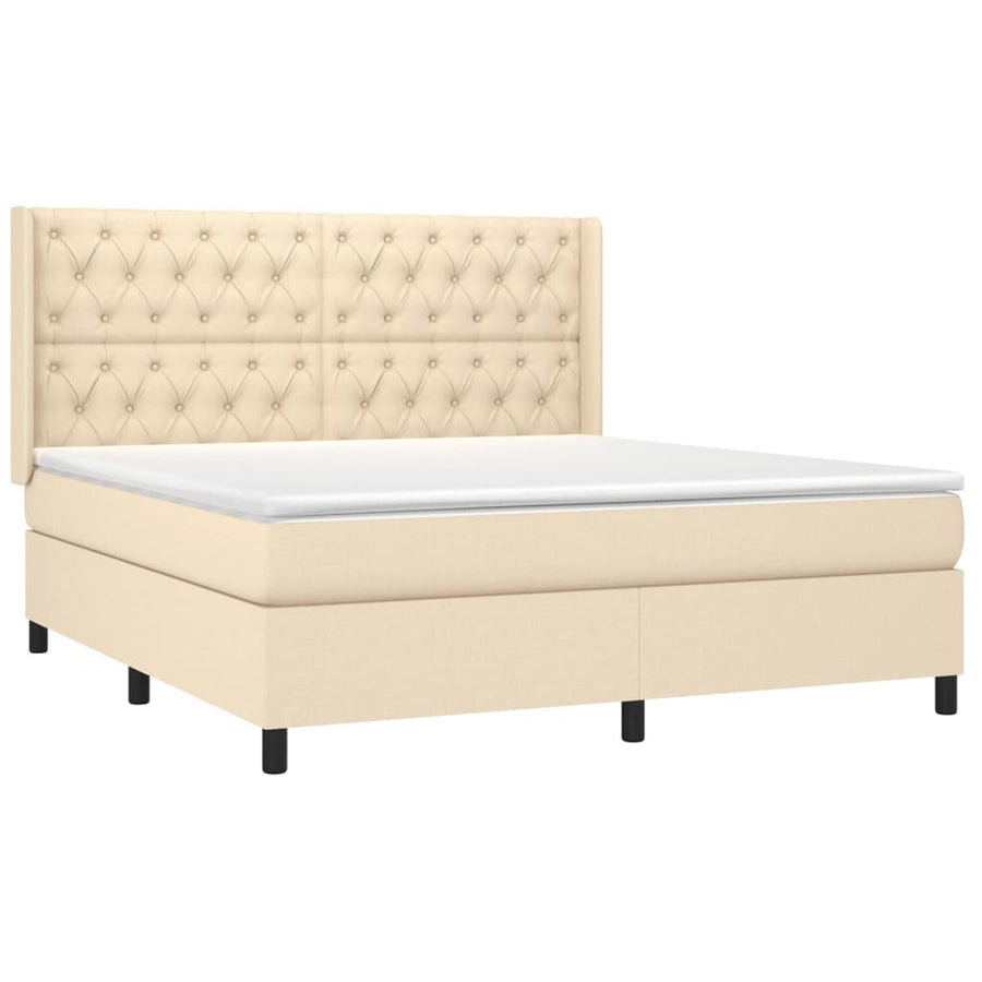 Boxspring Met Matras Stof Kleurig Crème 160 x 200 cm Getuft ontwerp