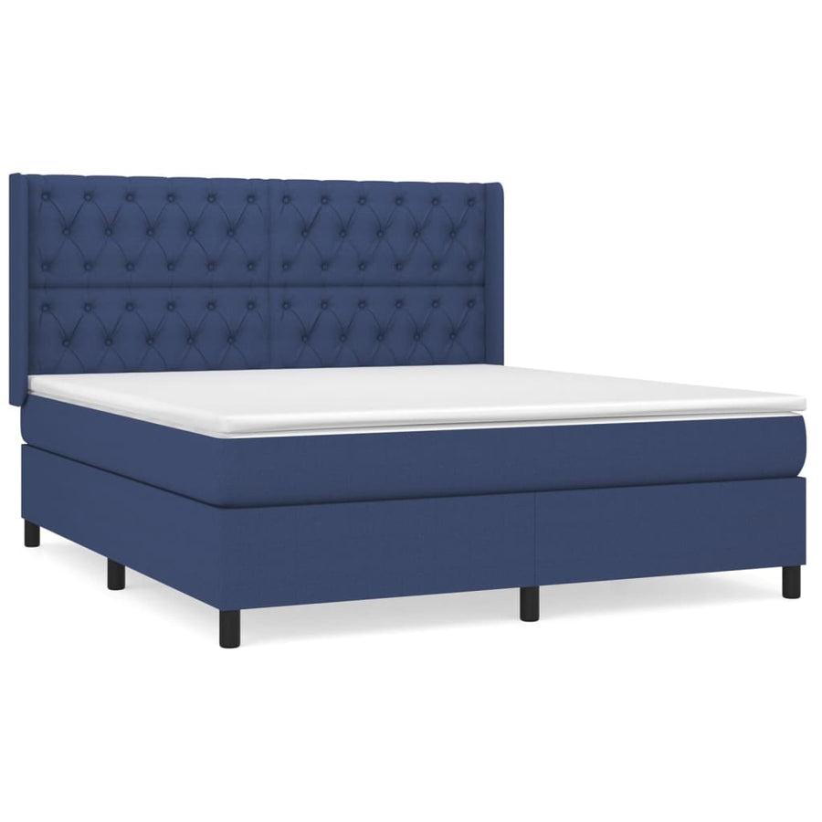 Boxspring Met Matras Stof Blauw 160 x 200 cm Getuft ontwerp
