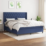 Box spring with fabric mattress blue 160x200 cm