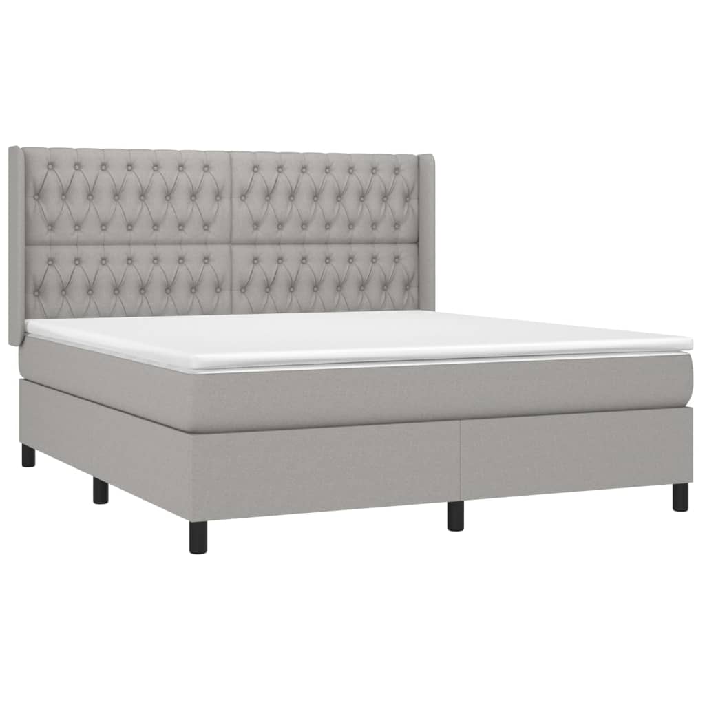 Boxspring Met Matras Stof Lichtgrijs 180 x 200 cm Getuft ontwerp