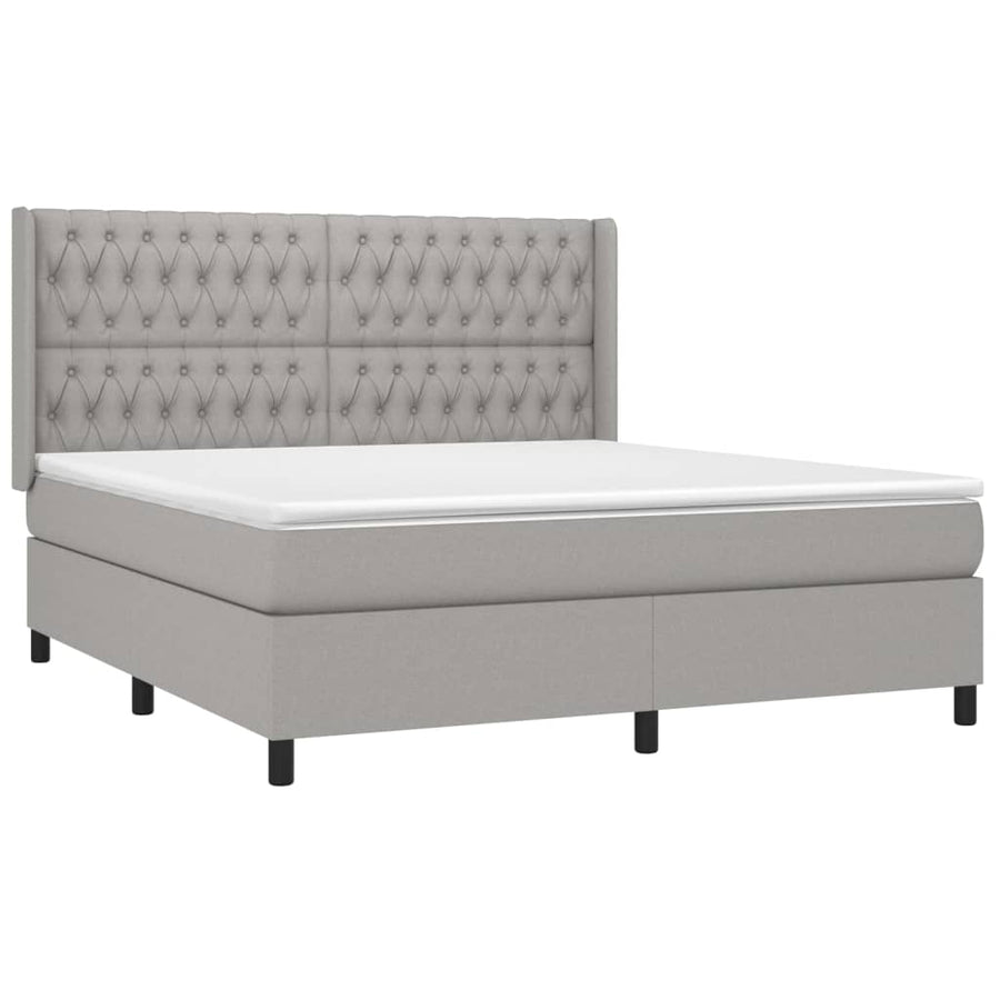 Boxspring Met Matras Stof Lichtgrijs 180 x 200 cm Getuft ontwerp