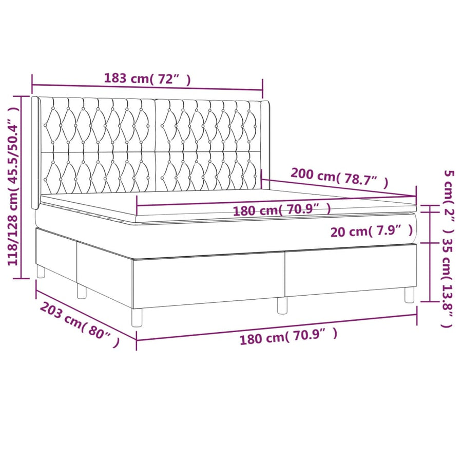 Boxspring Met Matras Stof Lichtgrijs 180 x 200 cm Getuft ontwerp