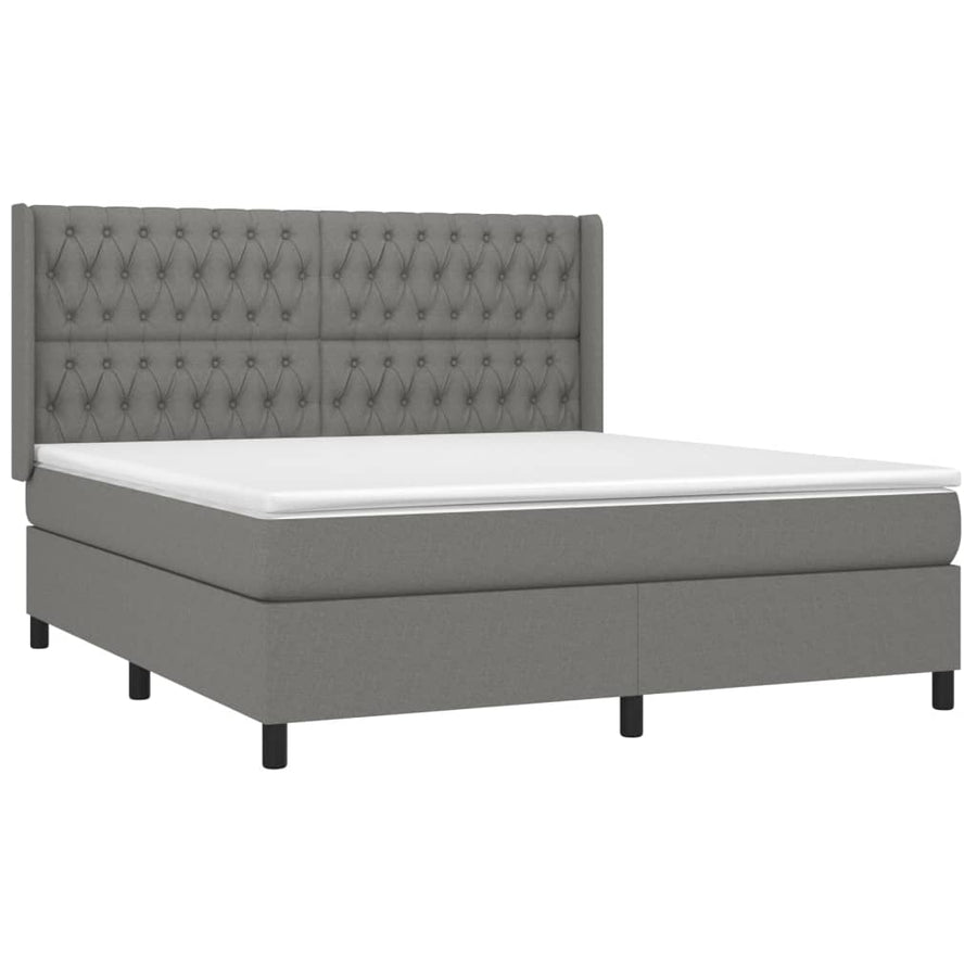 Boxspring Met Matras Stof Donkergrijs 180 x 200 cm Getuft ontwerp