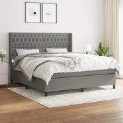 Boxspring met matras 180x200 cm donkergrijs stof