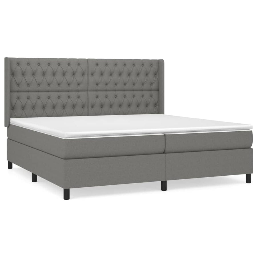 Boxspring Met Matras Stof Donkergrijs 200 x 200 cm Getuft ontwerp