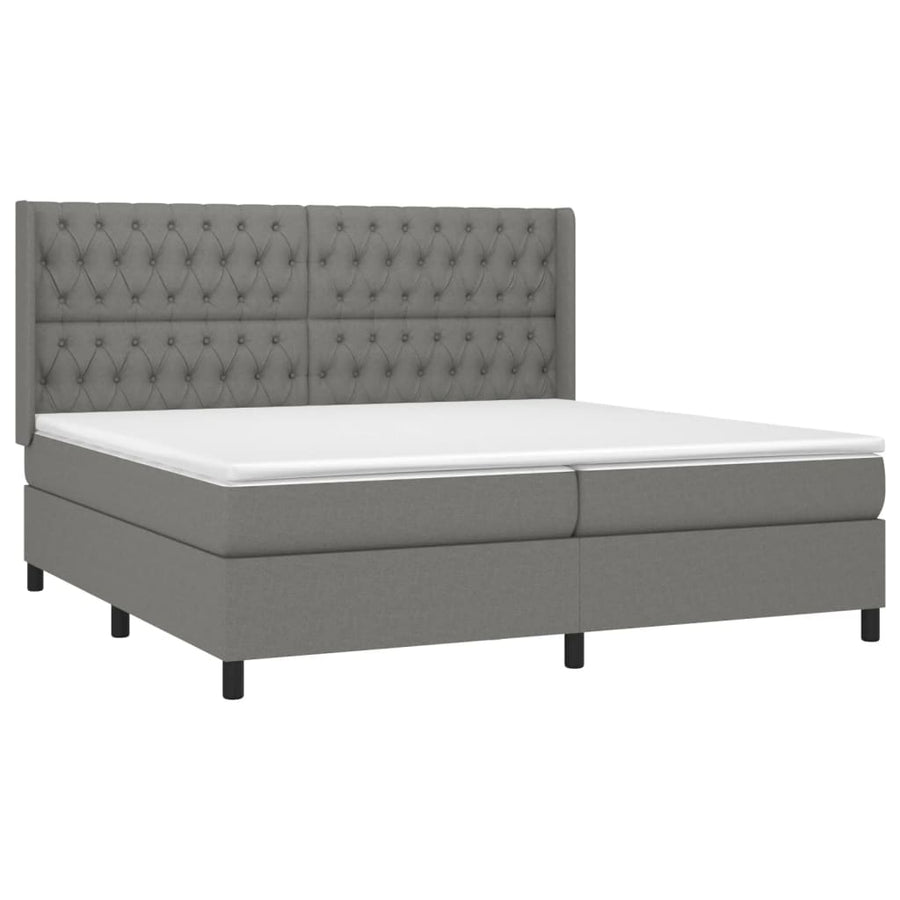 Boxspring Met Matras Stof Donkergrijs 200 x 200 cm Getuft ontwerp