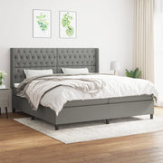 Boxspring met matras 200x200 cm donkergrijs stof