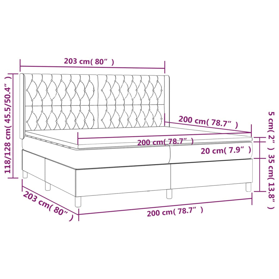 Boxspring Met Matras Stof Donkerbruin 200X200 Cm 200 x 200 cm Getuft ontwerp