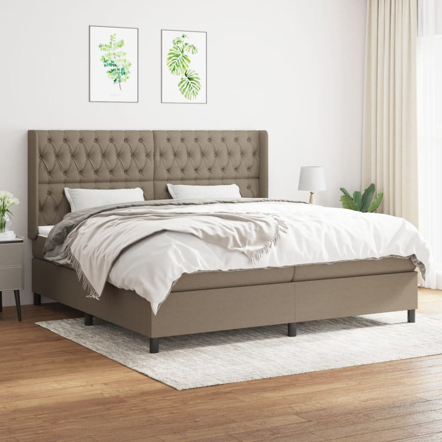 Boxspring Met Matras Stof Taupe 200 x 200 cm Getuft ontwerp