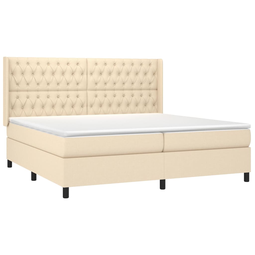 Boxspring Met Matras Stof Kleurig Crème 200 x 200 cm Getuft ontwerp