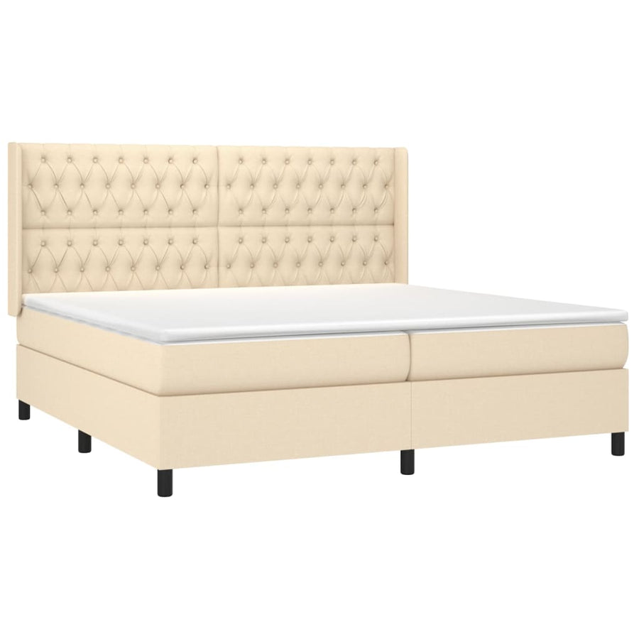 Boxspring Met Matras Stof Kleurig Crème 200 x 200 cm Getuft ontwerp