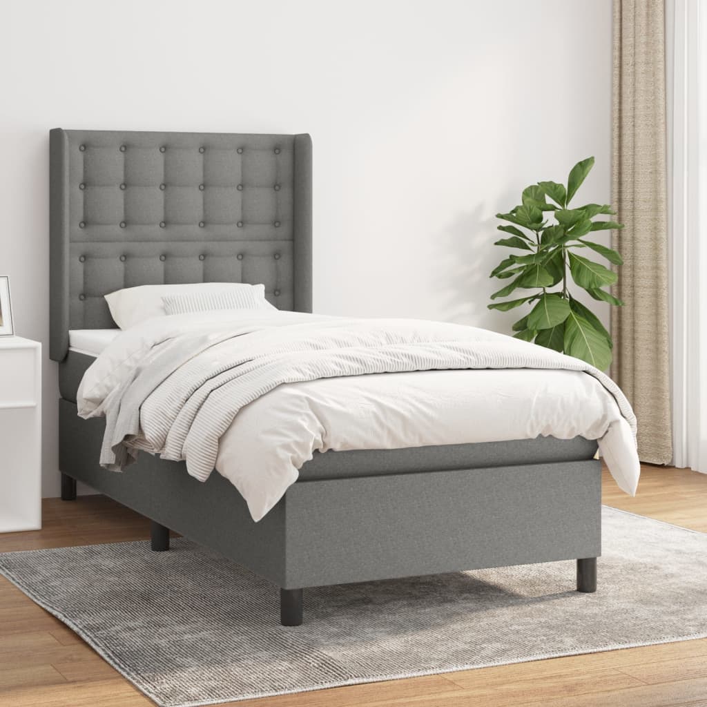 Boxspring met matras stof donkergrijs 80x200 cm