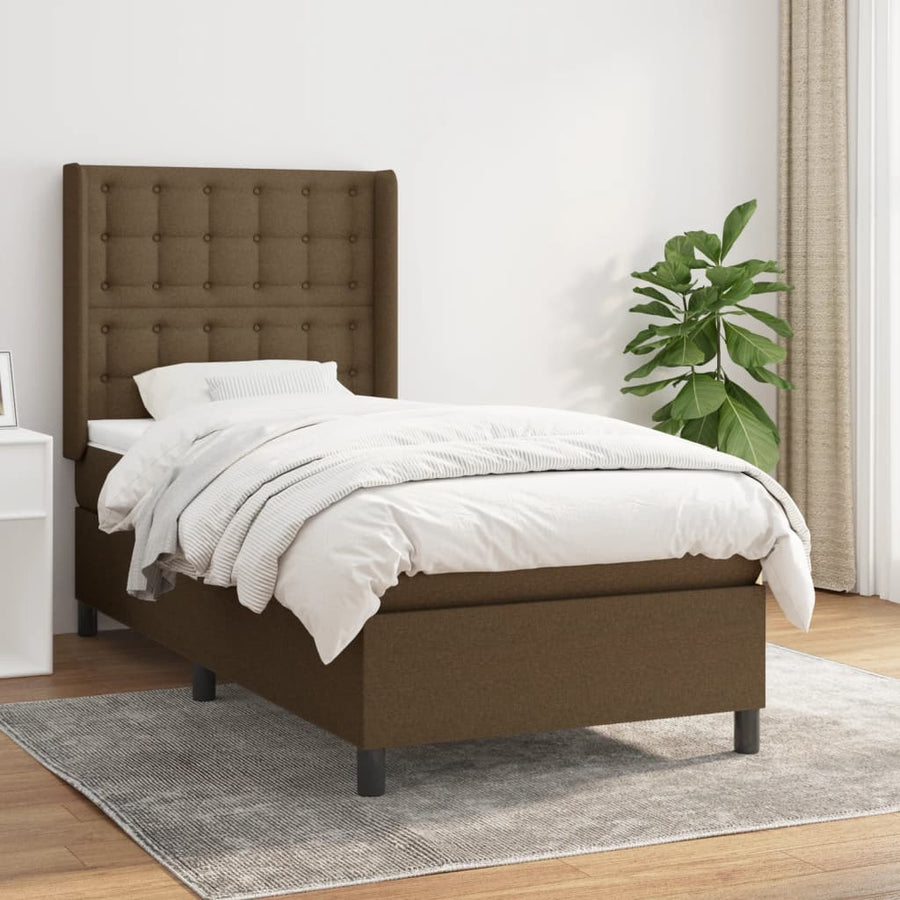 Boxspring met matras stof donkerbruin 80x200 cm