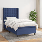 Box spring with fabric mattress blue 80x200 cm