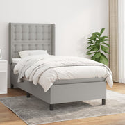 Box spring with mattress fabric light grey 90x190 cm