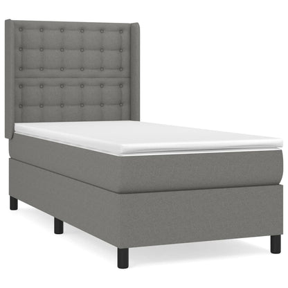 Boxspring Met Matras Stof Donkergrijs 90X190 Cm Donkergrijs 90 x 190 cm Knopen