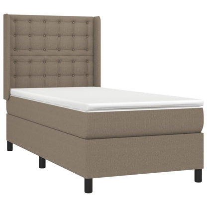 Boxspring met matras stof taupe 90x200 cm 90 x 200 cm Knopen
