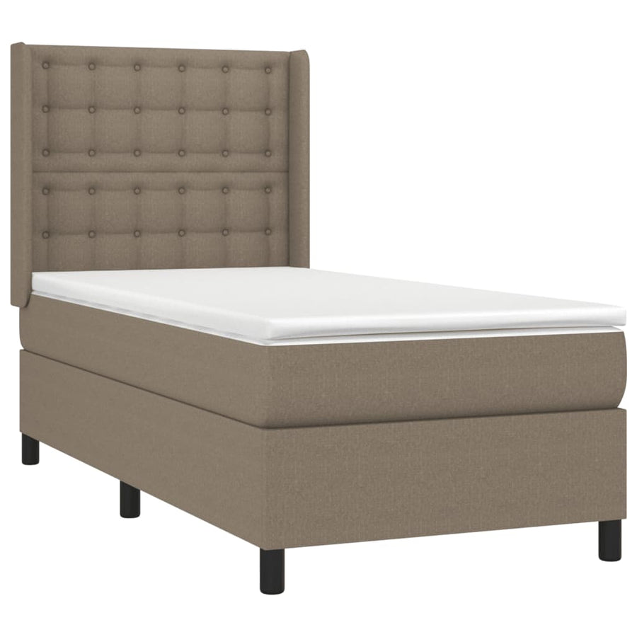 Boxspring met matras stof taupe 90x200 cm 90 x 200 cm Knopen