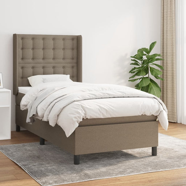 Boxspring met matras stof taupe 90x200 cm 90 x 200 cm Knopen