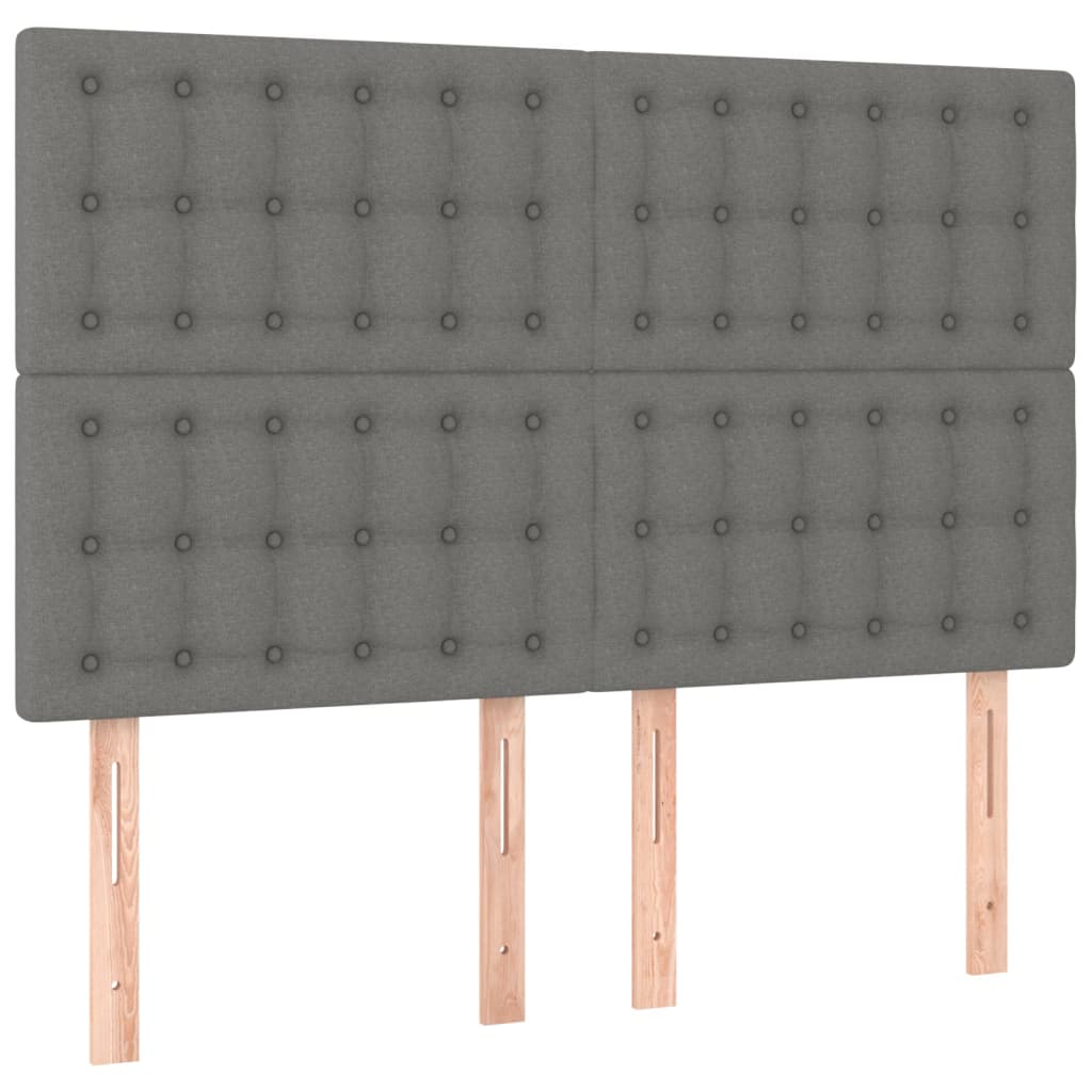 Boxspring Met Matras Stof Donkergrijs 140 x 200 cm Knopen