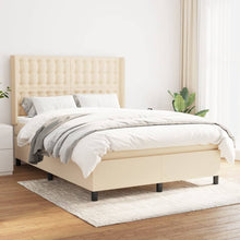 Boxspring Met Matras Stof Kleurig Crème 140 x 200 cm Knopen