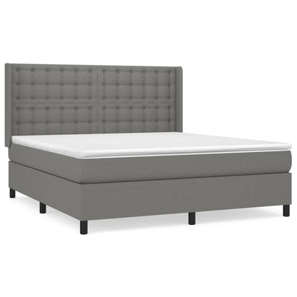 Boxspring Met Matras Stof Donkergrijs 160 x 200 cm Knopen