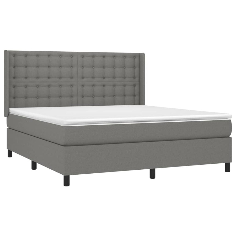 Boxspring Met Matras Stof Donkergrijs 160 x 200 cm Knopen