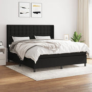 Box spring with mattress black fabric 160x200 cm