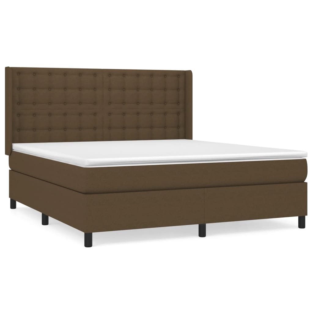 Boxspring Met Matras Stof Donkerbruin 160 x 200 cm Knopen