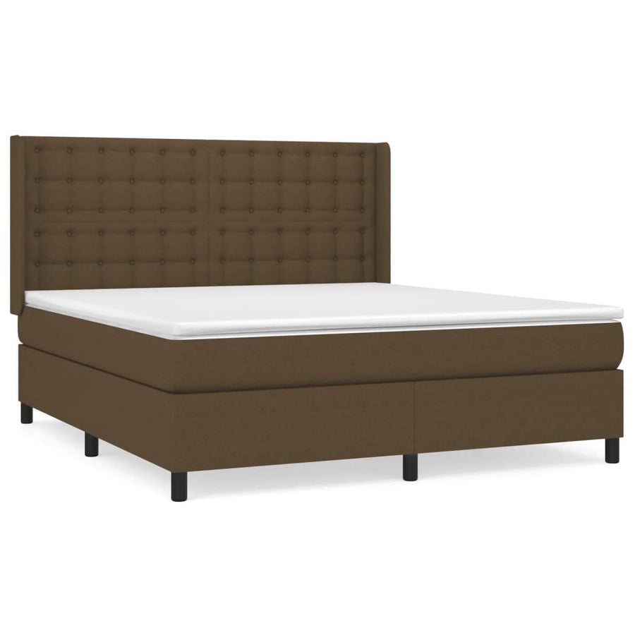 Boxspring Met Matras Stof Donkerbruin 160 x 200 cm Knopen