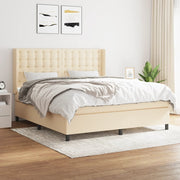 Box spring with fabric cream-colored mattress 160x200 cm
