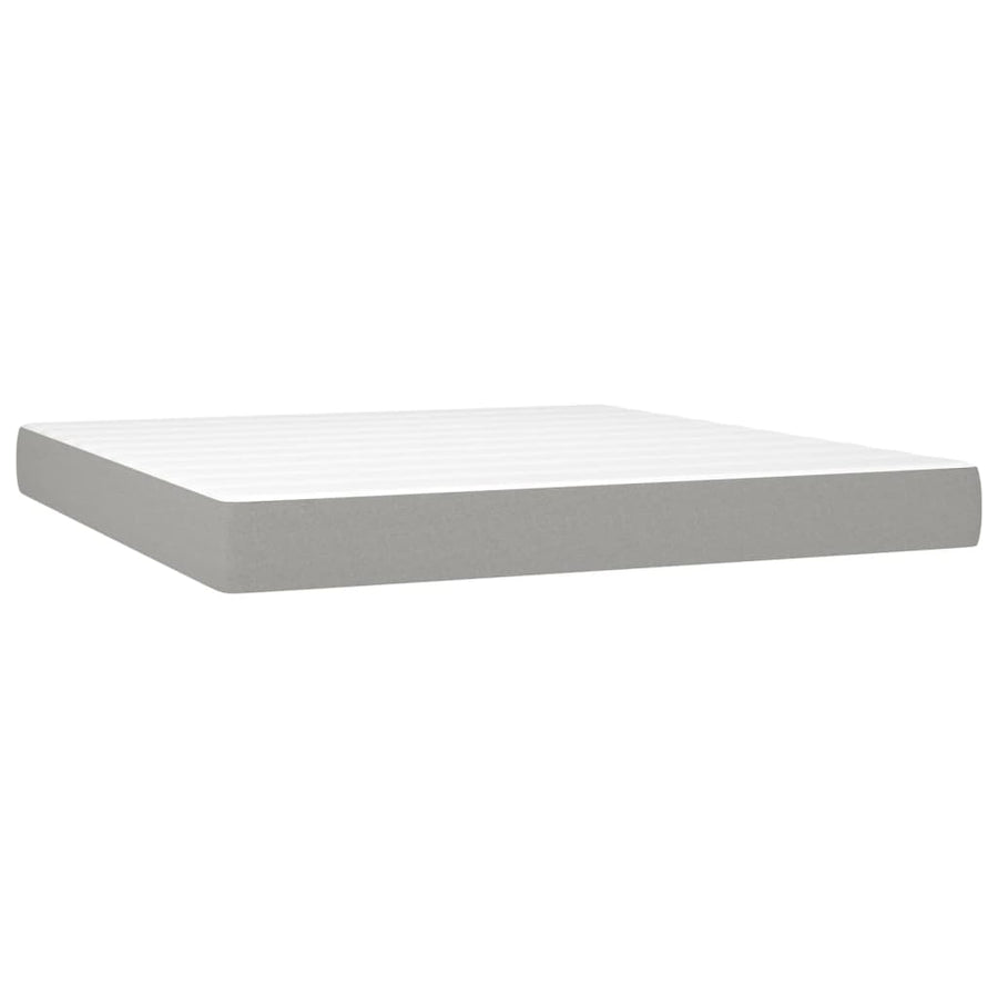 Boxspring Met Matras Stof Lichtgrijs 180X200 Cm Lichtgrijs 180 x 200 cm Knopen