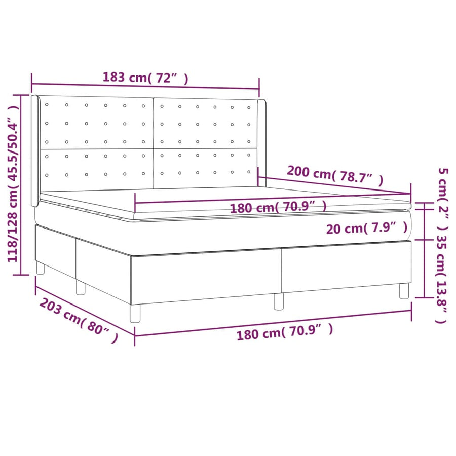 Boxspring Met Matras Stof Lichtgrijs 180X200 Cm Lichtgrijs 180 x 200 cm Knopen