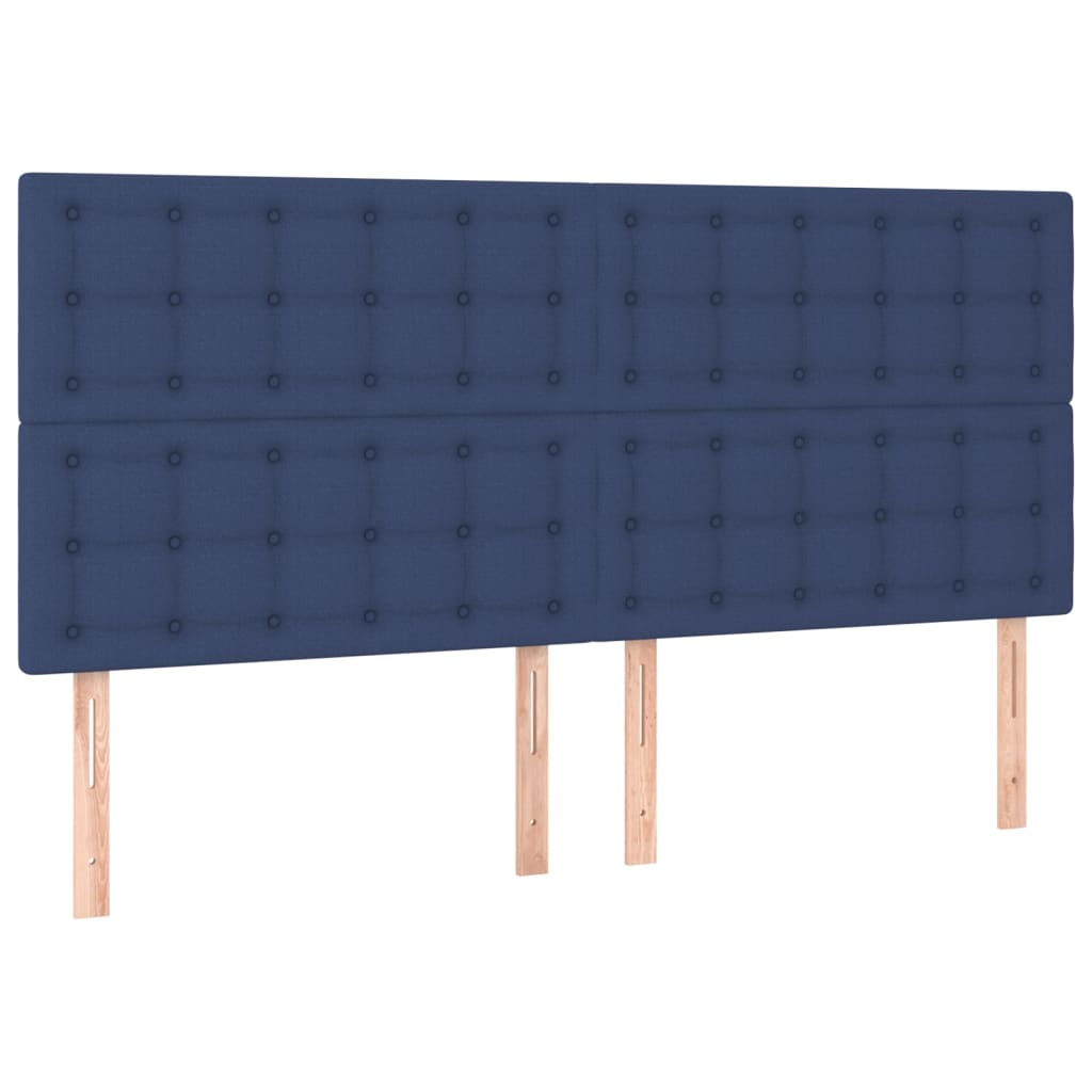 Boxspring Met Matras Stof Blauw 180X200 Cm 180 x 200 cm Knopen