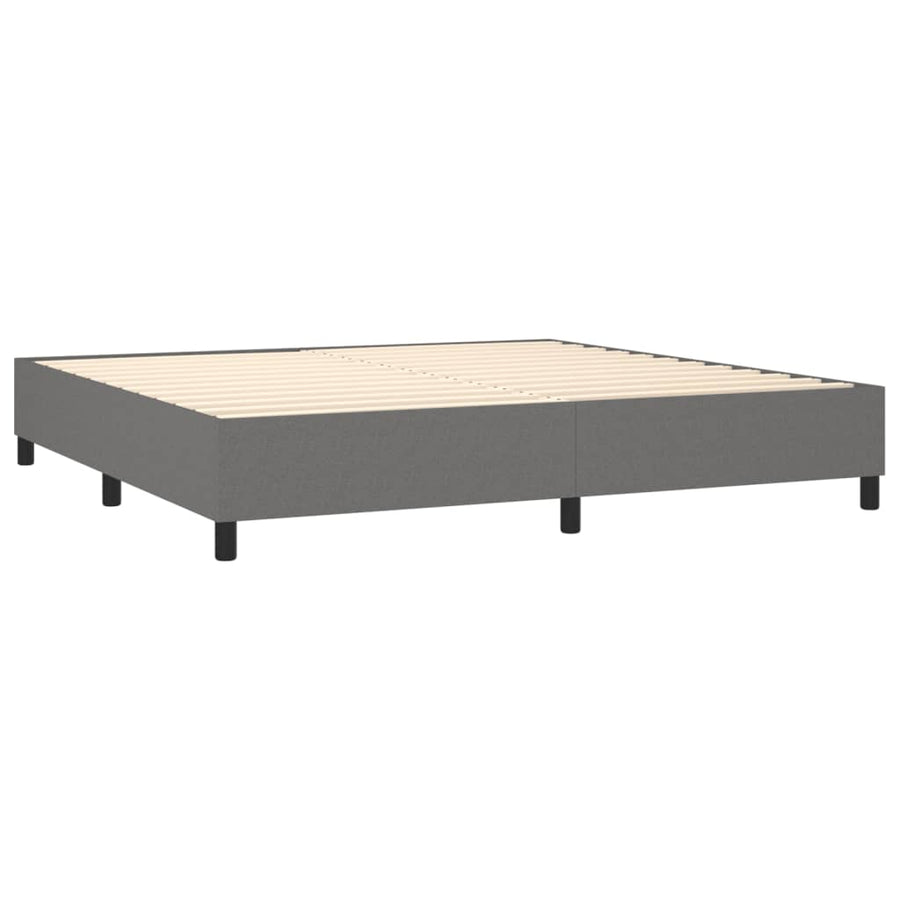Boxspring Met Matras Stof Donkergrijs 200 x 200 cm Knopen