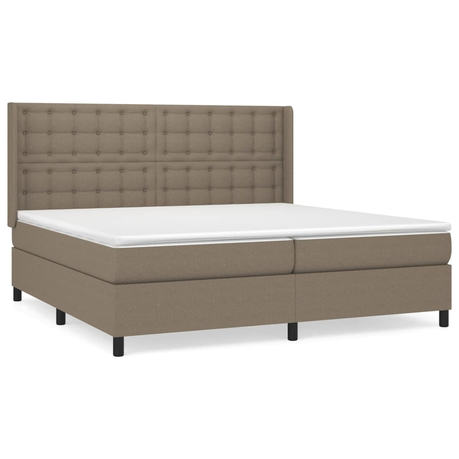 Boxspring Met Matras Stof Taupe 200X200 Cm Taupe 200 x 200 cm Knopen