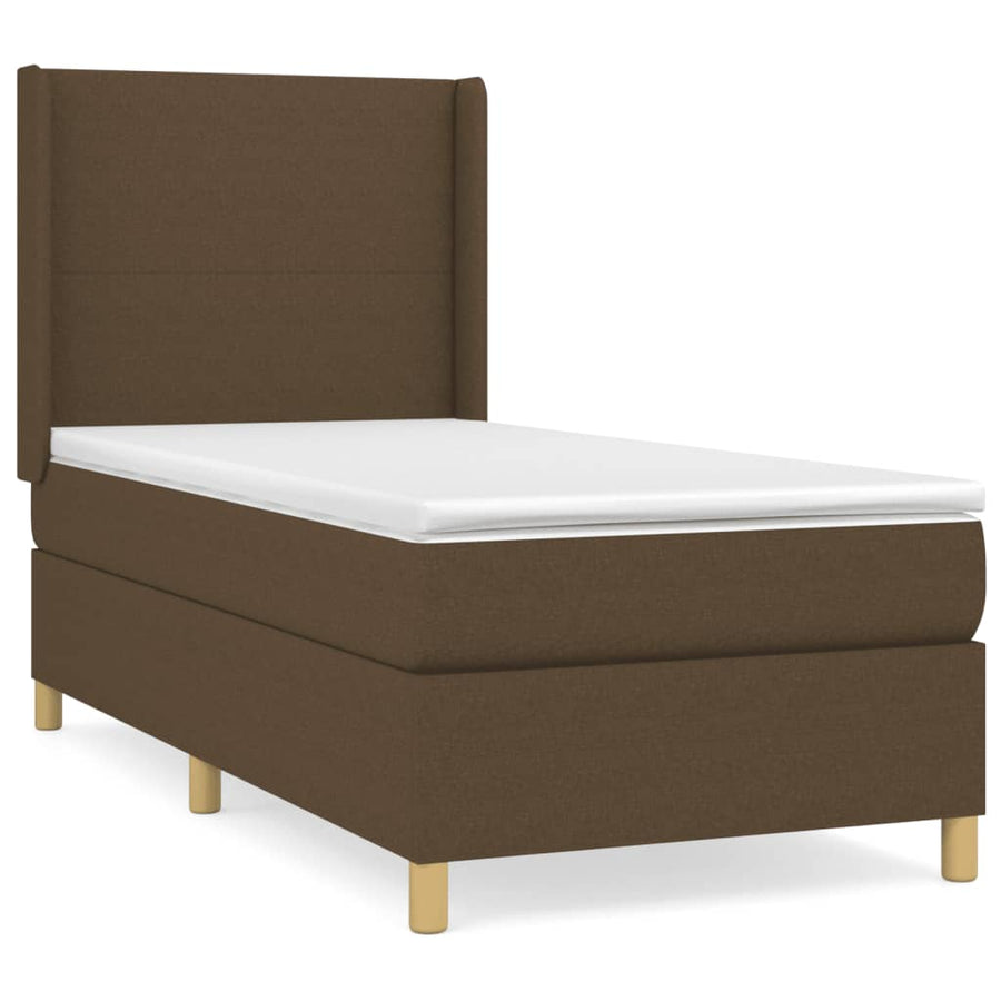 Boxspring met matras stof donkerbruin 80x200 cm 80 x 200 cm Donkerbruin