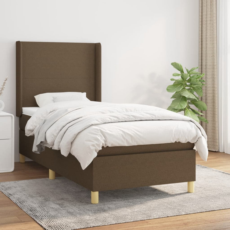 Boxspring met matras stof donkerbruin 80x200 cm 80 x 200 cm Donkerbruin