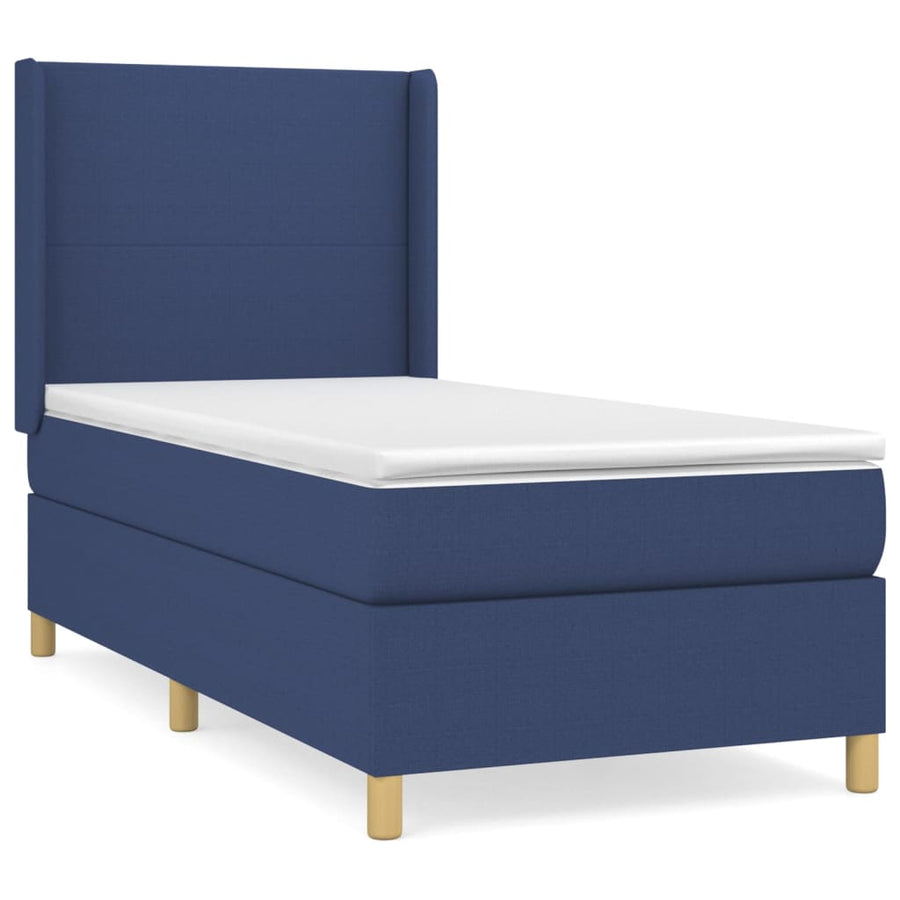 Boxspring Met Matras Stof Blauw 80X200 Cm Blauw 80 x 200 cm Effen ontwerp
