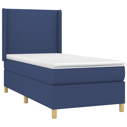 Boxspring Met Matras Stof Blauw 80X200 Cm Blauw 80 x 200 cm Effen ontwerp