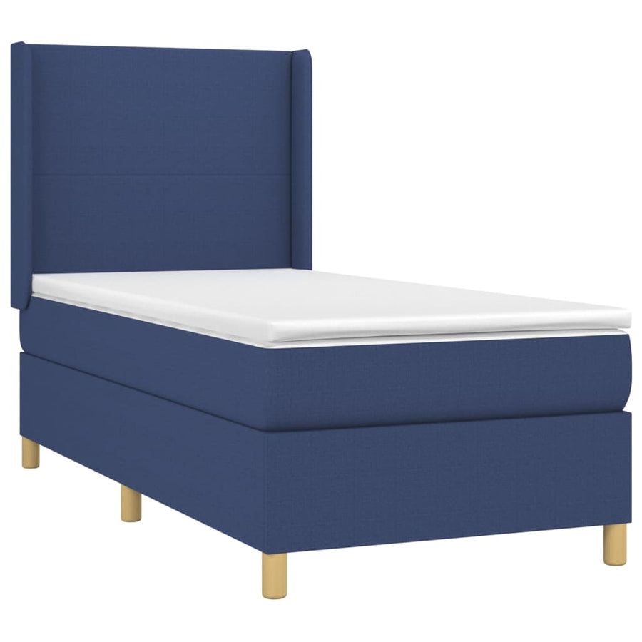 Boxspring Met Matras Stof Blauw 80X200 Cm Blauw 80 x 200 cm Effen ontwerp