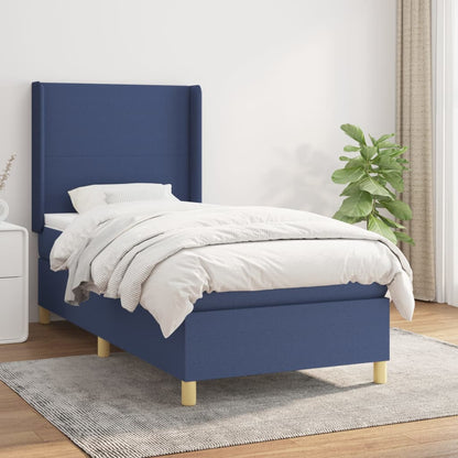 Boxspring Met Matras Stof Blauw 80X200 Cm Blauw 80 x 200 cm Effen ontwerp