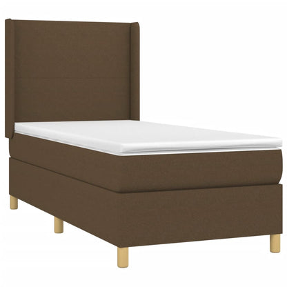 Boxspring Met Matras Stof Donkerbruin 90 x 190 cm Effen ontwerp